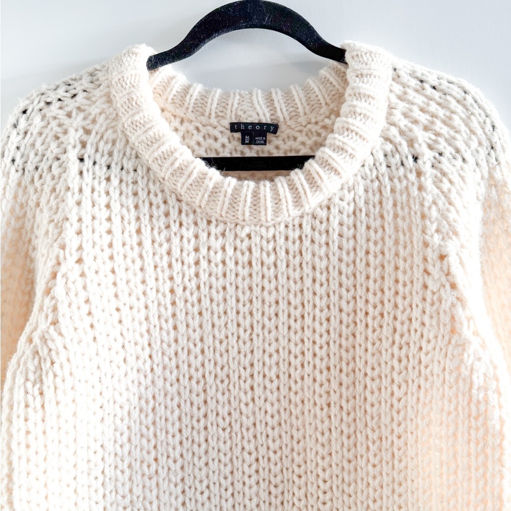 Theory Ivory Chunky Knit Pullover (Wool & Alpaca) - Picture 4 of 11